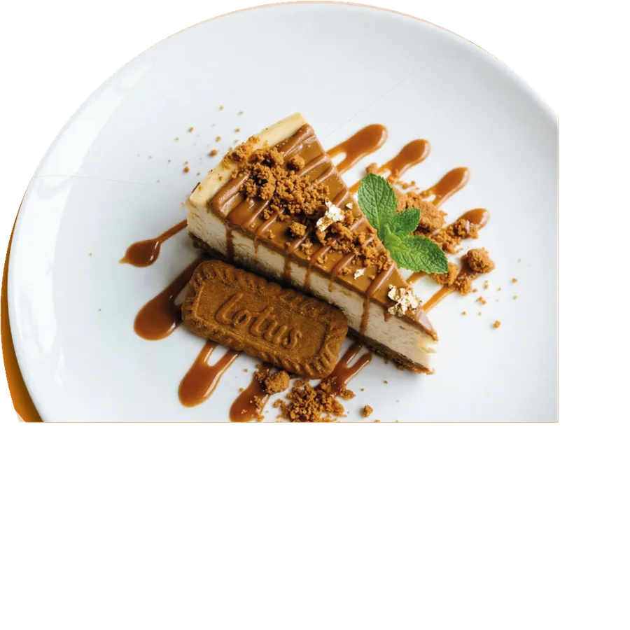 Lotus Cheesecake mit Karamellsoße und Lotus-Keks