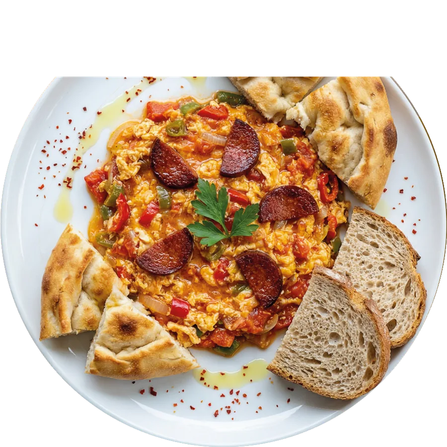 Menemen mit Sucuk und Brot